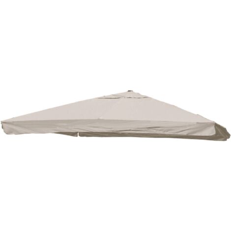 Ersatz-Bezug für Luxus-Ampelschirm HHG-116 mit Flap, Sonnenschirmbezug Ersatzbezug, 3x3m (Ø4,24m) Polyester creme-grau