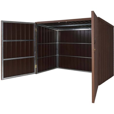 WPC-Fahrradgarage HHG-054, Geräteschuppen Fahrradbox, Metall Holzoptik abschließbar 2 Räder 172x213x112cm braun