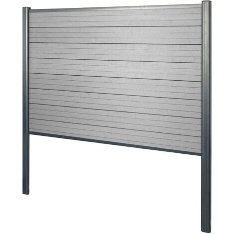 WPC-Sichtschutz Savoie, Zaun Windschutz, Alu-Pfosten zum Einbetonieren Basiselement, 190cm grau