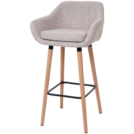 Barhocker Vaasa T381, Barstuhl Tresenhocker MVG-zertifiziert Textil, creme grau