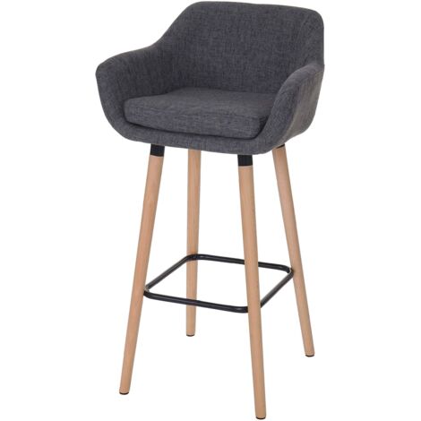 Barhocker Vaasa T381, Barstuhl Tresenhocker MVG-zertifiziert Textil, grau