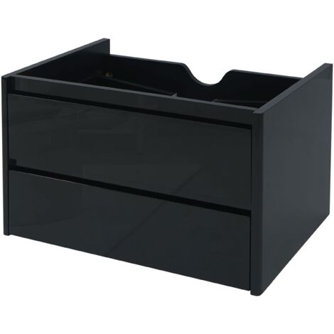 Waschbeckenunterschrank HHG-628, Waschtischunterschrank Waschtisch Badezimmer, hochglanz Soft-Close 50x80cm schwarz