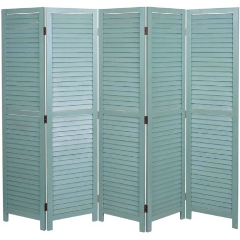 Paravent HHG-637, Raumteiler Trennwand Sichtschutz, Shabby-Look Vintage, 170x205cm grün