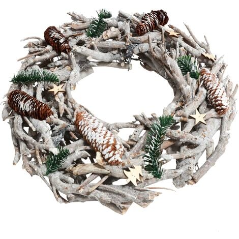Ø weiß-grau 48cm Adventskranz Holz Halterungen ohne und Tischkranz, Weihnachtsdeko Kerzen rund, XXL