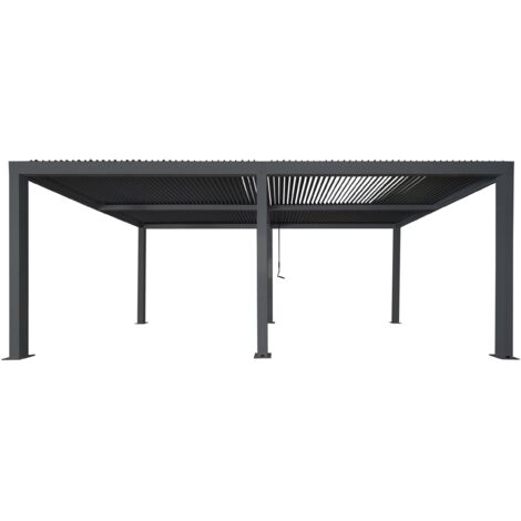 Pergola HHG-265, Gartenpavillon Lamellen-Pavillon, 10cm-Aluminium-Gestell, Regenrinne sturmfest, 3x6m anthrazit