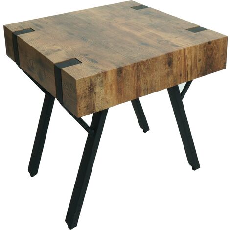 Beistelltisch HHG-742, Kaffeetisch Nachttisch Loungetisch Couchtisch, Metall MDF 50x50x50cm dunkle Wildeiche