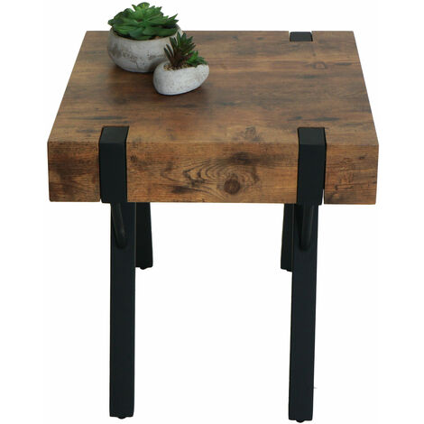 Beistelltisch HHG-742, Kaffeetisch Nachttisch Loungetisch Couchtisch, Metall MDF 50x50x50cm dunkle Wildeiche