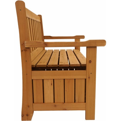 Gartenbank HHG487 mit Stauraum, Truhenbank Sitzbank Staufach