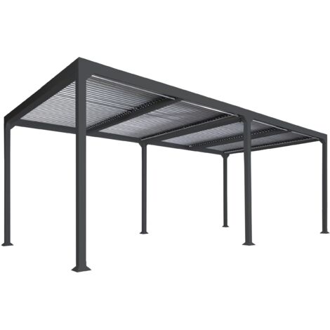 Alu Pergola HHG-774, Lamellen-Pavillon Terrassenüberdachung, stabiles 8cm-Metall-Gestell 3x6m anthrazit