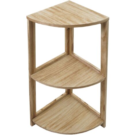 Eckregal HHG-395, Regal Standregal Wohnregal, 3 Ablagen, 80x37x37cm MDF aus Paulownia naturbraun (1/5)