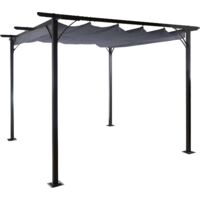 Pergola HHG-116, Garten Pavillon, stabiles 6cm-Gestell + Schiebedach 3x3m grau