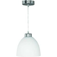 REALITY LEUCHTEN Pendelleuchte nickel matt, Glas Opal weiß, D=20cm