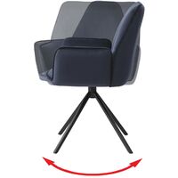 6er-Set Esszimmerstuhl HHG-851, Küchenstuhl Stuhl mit Armlehne, drehbar Auto-Position ~ Samt, anthrazit-blau