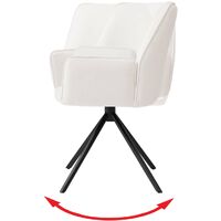 Esszimmerstuhl HHG-851, Küchenstuhl Stuhl mit Armlehne, drehbar Auto-Position ~ Samt, creme-beige