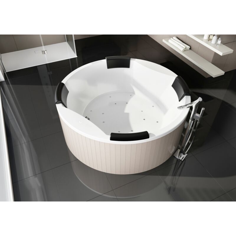 Baignoire à Remous Ronde Florence Supply24 - 2 Places Avec Massage, Lumière, Chauffage Et Ozone