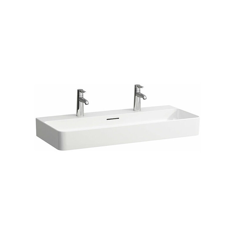 LAVABO D'ANGLE ENCASTRABLE AVEC TABLETTE À DROITE 84 x 37,5 x 15 cm