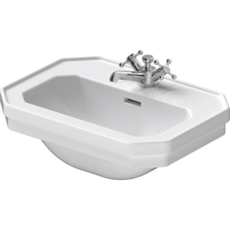 Duravit – Lave-mains céramique blanc 500 mm x 365 mm – Monotrou avec trop-plein – Forme atypique – Compatible mitigeur monotrou – 785500000