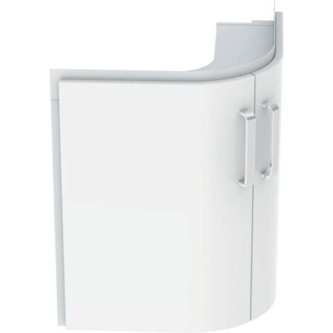 Geberit – Meuble lave-mains d'angle blanc mat – Armoire basse avec façade brillante – Optimisé pour petits espaces – Design moderne et fonctionnel