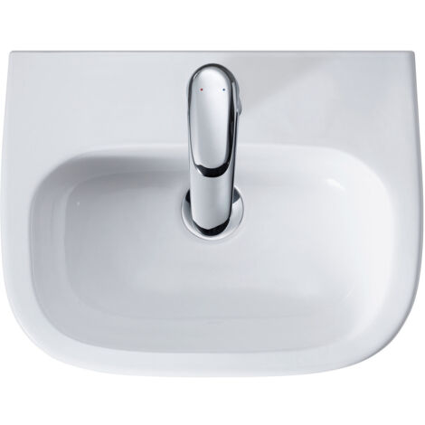 Duravit – Lave-mains à poser 450x340 mm – Céramique blanche – Montage mural – 1 trou de robinetterie – Avec trop-plein (1/10)