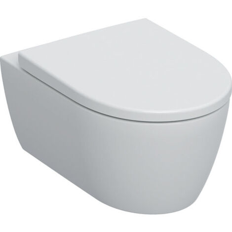 Geberit – Cuvette WC suspendu sans rebord en céramique blanche – Abattant softclose QuickRelease – Fixation invisible pour installation rapide