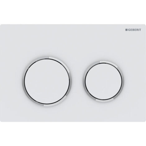 Plaque de déclenchement WC pour chasses d'eau à 2 volumes – Finition blanche mate – Matériau plastique facile à nettoyer – Compatible Geberit Omega - Omega20