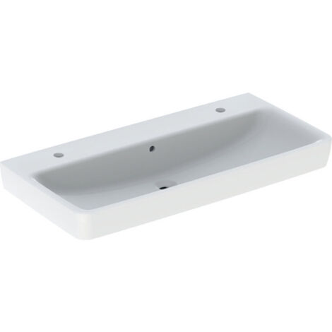 Keramag – Lavabo mural Geberit Renova Plan 100x48 cm – 2 trous robinetterie – Rectangulaire avec trop-plein – Encastrable, combinable avec meuble bas