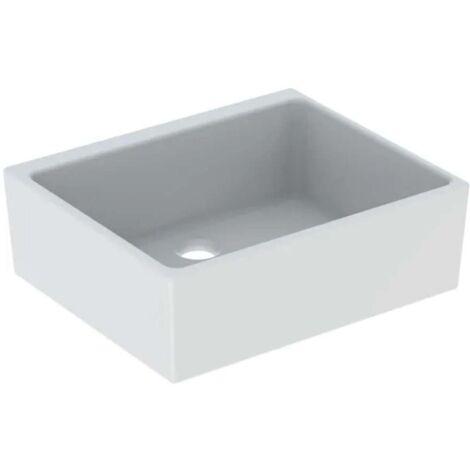Geberit – Évier céramique 60x40 cm blanc – Résistant aux acides – Montage sur plan – Pour écoles et établissements – Sortie Ø 62 mm - 360060000