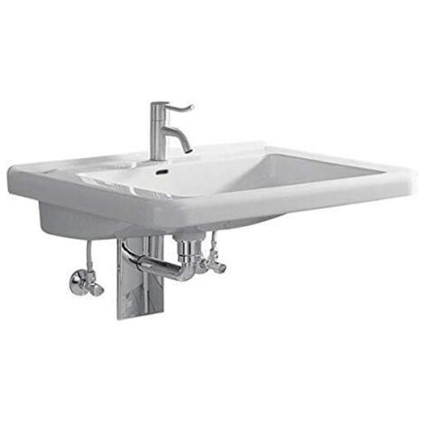 Lavabo Geberit Renova Comfort Square, adapté PMR, 60x55cm, troude robinetterie au centre, Blanc