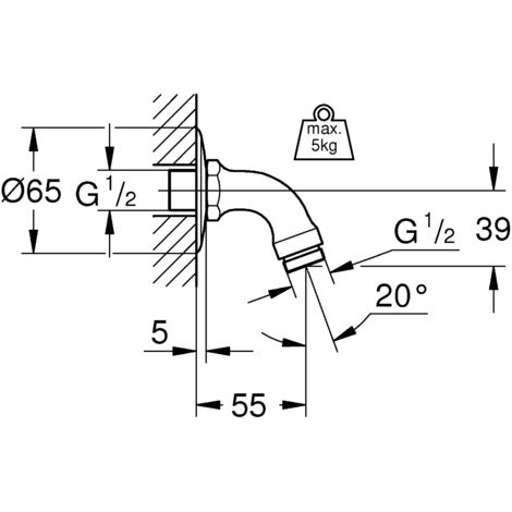 Bras De Douche GROHE 28429000 – Finition Argent Chromé – Fixation Murale Classique