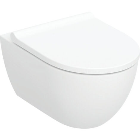 Geberit – WC suspendu Acanto sans bride – Céramique blanche – TurboFlush silencieux – Hauteur 385mm – Fixation cachée et tige filetée