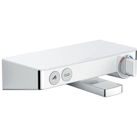 Hansgrohe – Mitigeur thermostatique de baignoire – Finition métal blanc et chrome – Entraxe 150 mm – Débit 20 l/min baignoire, 16 l/min douchette