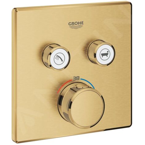 Grohe – Mitigeur thermostatique de douche Grohtherm SmartControl – Finition dorée – Débit 29 l/min – Installation encastrée avec fixation cachée