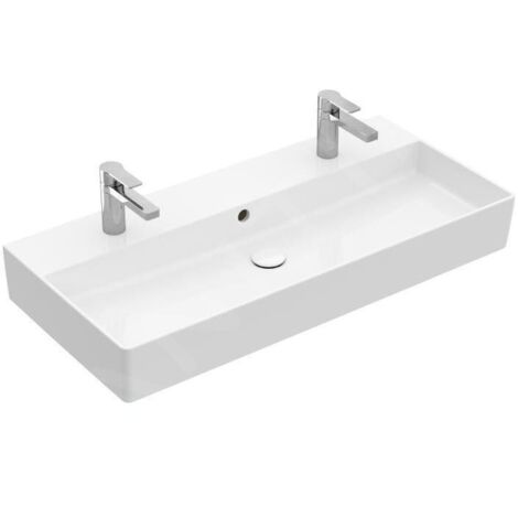 Villeroy & Boch Memento 2.0 lavabo mural, 2 trous pour robinet, (1/5)