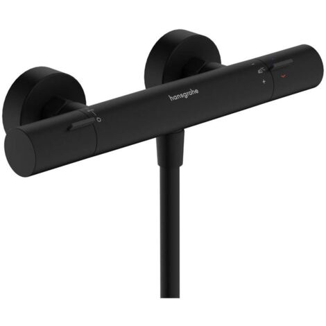 Hansgrohe – Mitigeur thermostatique de douche noir mat – Débit 17 l/min – Cartouche thermostatique avec SafetyStop – 13324670