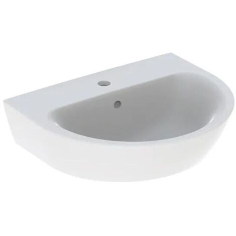 Lavabo suspendu Geberit Renova 1 trou robinet – Trop-plein visible – Dimensions 550 x 188 x 450mm – Conception optimisée pour écoulement (1/3)