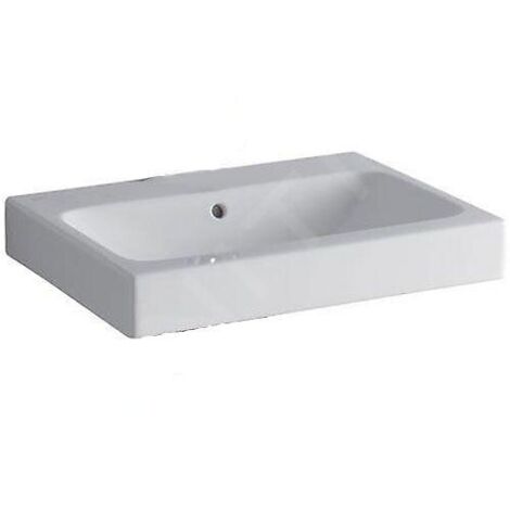 Geberit – Lavabo à encastrer 60x48,5cm blanc – Céramique anguleux sans trou de robinet – Avec trop-plein – Pour meuble sous vasque