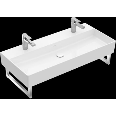 Villeroy & Boch Memento 2.0 lavabo mural, 2 trous pour robinet, (1/2)