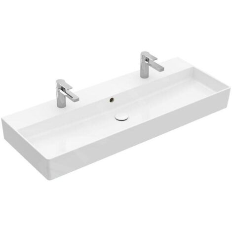 Villeroy & Boch Memento 2.0 lavabo mural, 2 trous pour robinet, (1/5)