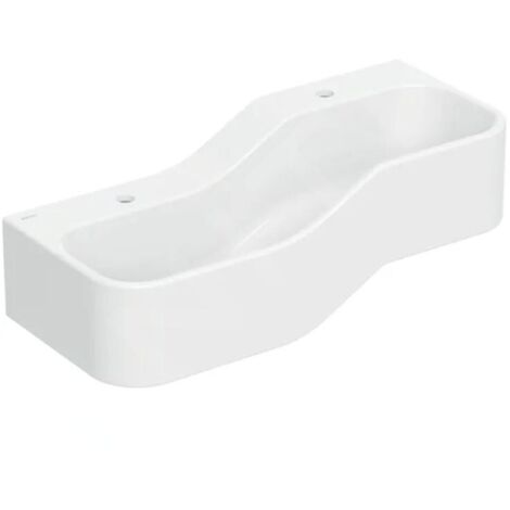 Geberit – Double-lavabo pour enfants 90x39 cm – 2 trous pour robinetterie – Sans trop-plein – Varicor blanc alpin résistant aux chocs