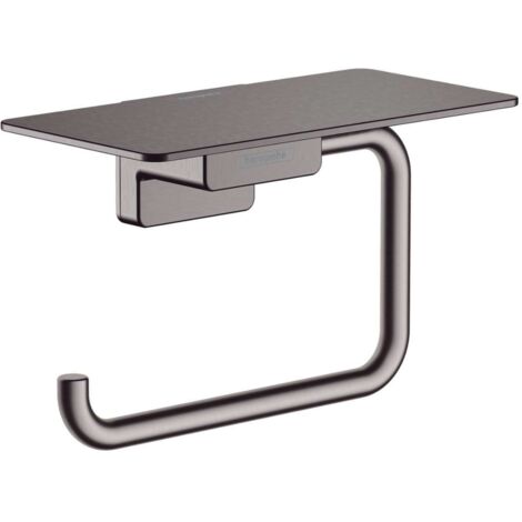 Hansgrohe AddStoris - Porte-papier toilette avec étagère, chrome noir brossé 41772340