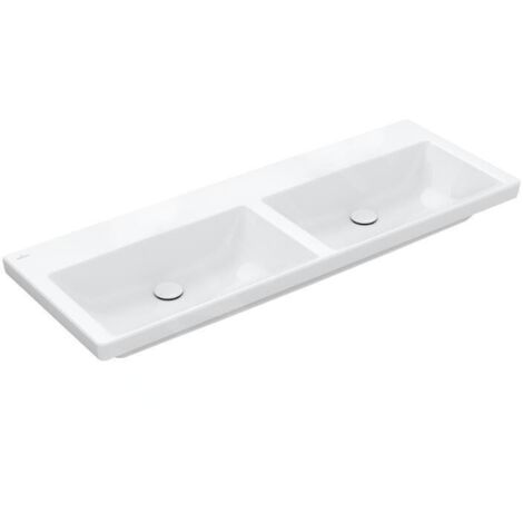 Villeroy & Boch Subway 3.0 - Double-lavabo 1300x470 mm, sans trop-plein, sans trou pour robinetterie, blanc alpin 4A71D301