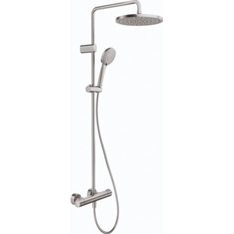 Duravit – Système de douche thermostatique 1000 – Douchette à main et douche de tête incluses – Changement de jet réglable – Protection contre brûlures HeatLock (1/6)