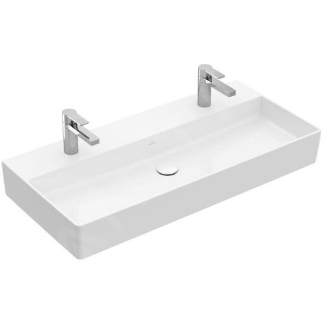 Villeroy & Boch Memento 2.0 lavabo mural, 2 trous pour robinet, (1/5)