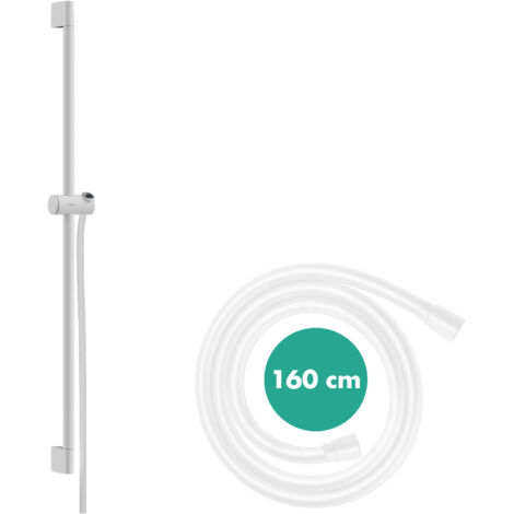 Hansgrohe Unica - Barre de douche 10 cm, avec flexible, blanc mat 24401700