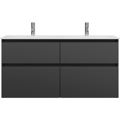 burgbad Lin20 lavabo double en fonte minérale blanc mat avec (1/2)