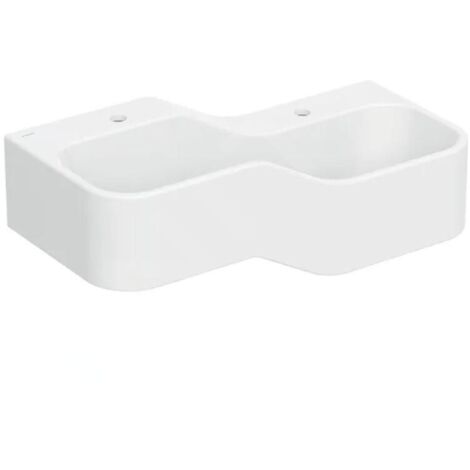 Geberit Bambini - Double-lavabo pour enfants, 90x39 cm, à droite, sans trop-plein, 2 trous pour robinetterie, blanc alpin