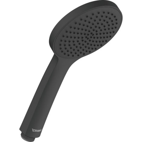 Douchette universelle Duravit, avec jet Rain, ronde (Ø 110 mm) avec picots en silicone facilitant le nettoyage, noir mat (1/4)