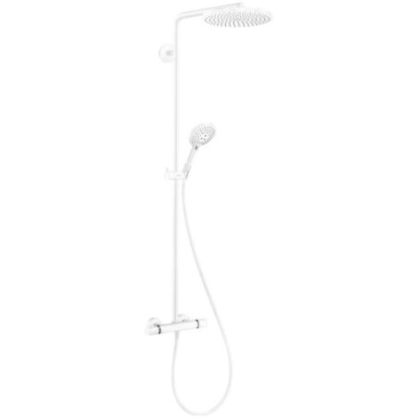 Hansgrohe Raindance S - Set de douche avec thermostat, diamètre 24 cm, 3 jets, EcoSmart, blanc mat 28823700