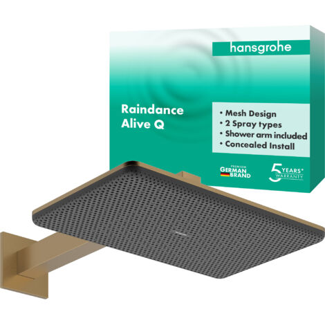Hansgrohe Raindance Alive Q - Douche de tête, 21x34 cm, 2 jets, bronze brossé 24550140