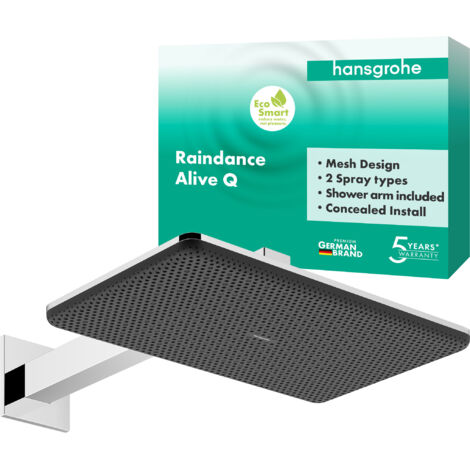 Hansgrohe Raindance Alive Q - Douche de tête, 21x34 cm, 2 jets, EcoSmart, chrome 24551000